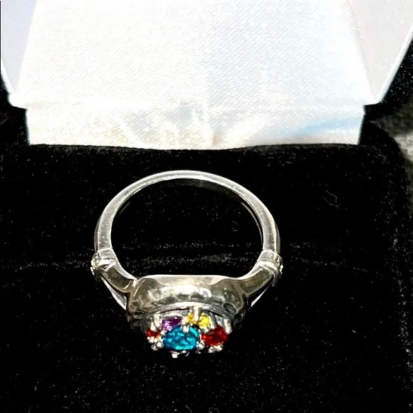 Beautiful Multi-Stone Sterling Silver Ring. SZ 7. 💙 - Picture 2 of 7